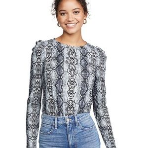 BB Dakota Revolve Snake Eyes python print puff sleeve top